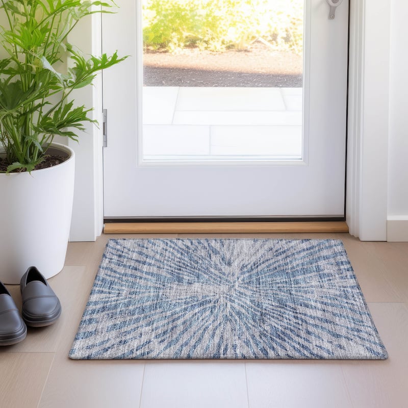 Machine Washable Indoor/ Outdoor Chantille Contemporary Burst Rug