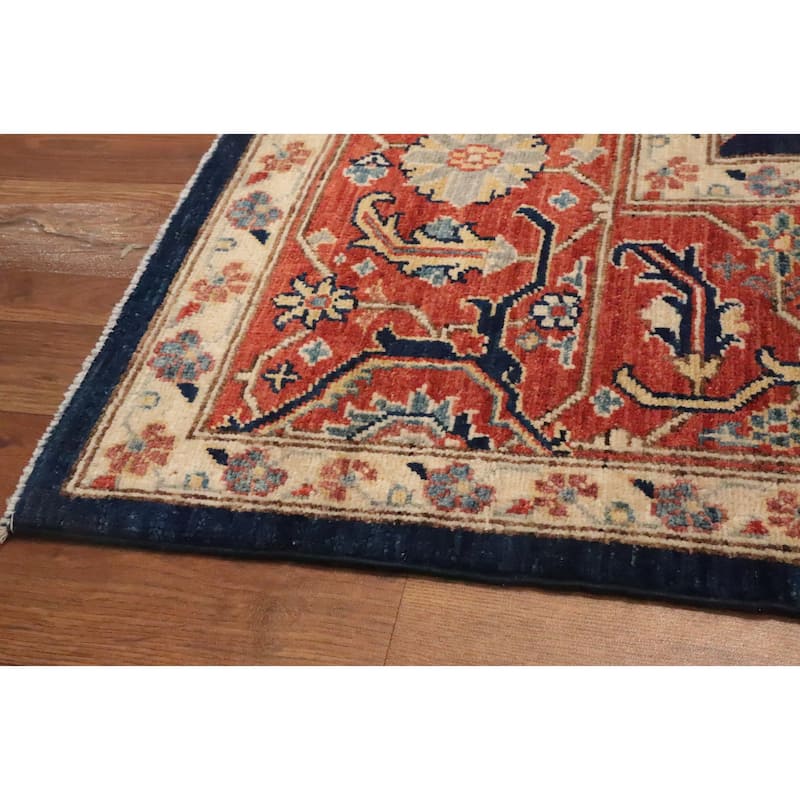 Hand Knotted Oriental 100% Wool Carpet Traditional All-Over Navy Blue & Blues Ziegler Area Rug - 9' 10'' X 8' 0''