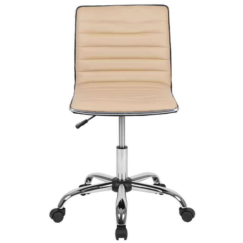 Low Back Designer Armless Ribbed Swivel Task Office Chair