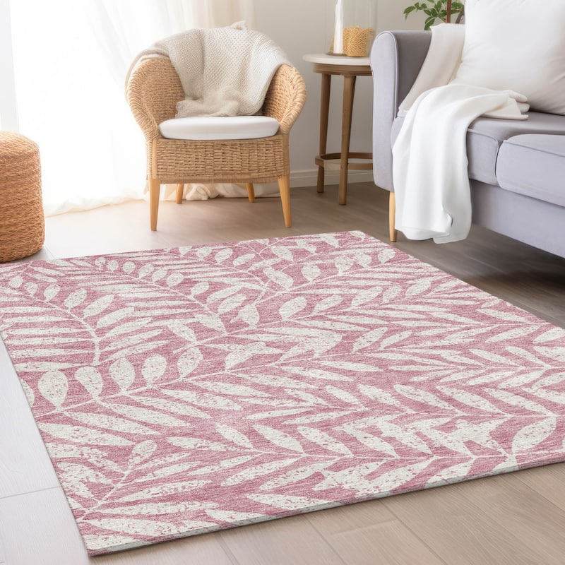 Premium Washable Super Soft Floral Jungle Mayfield Rug - Blush - 5' x 7'6"