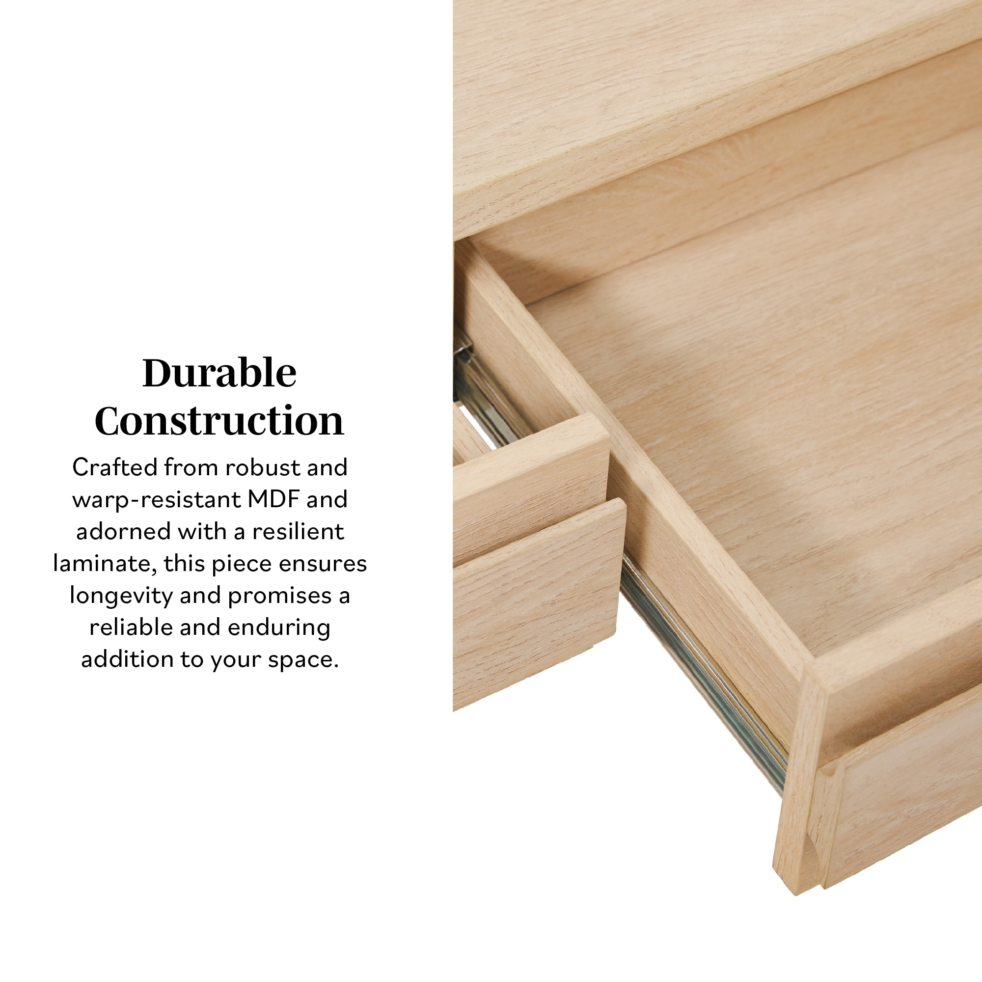 Modern Curved Waterfall Desk with Drawers - Oak - Bed Bath Modern Curved Waterfall Desk with Drawers - Oak - Bed Bath