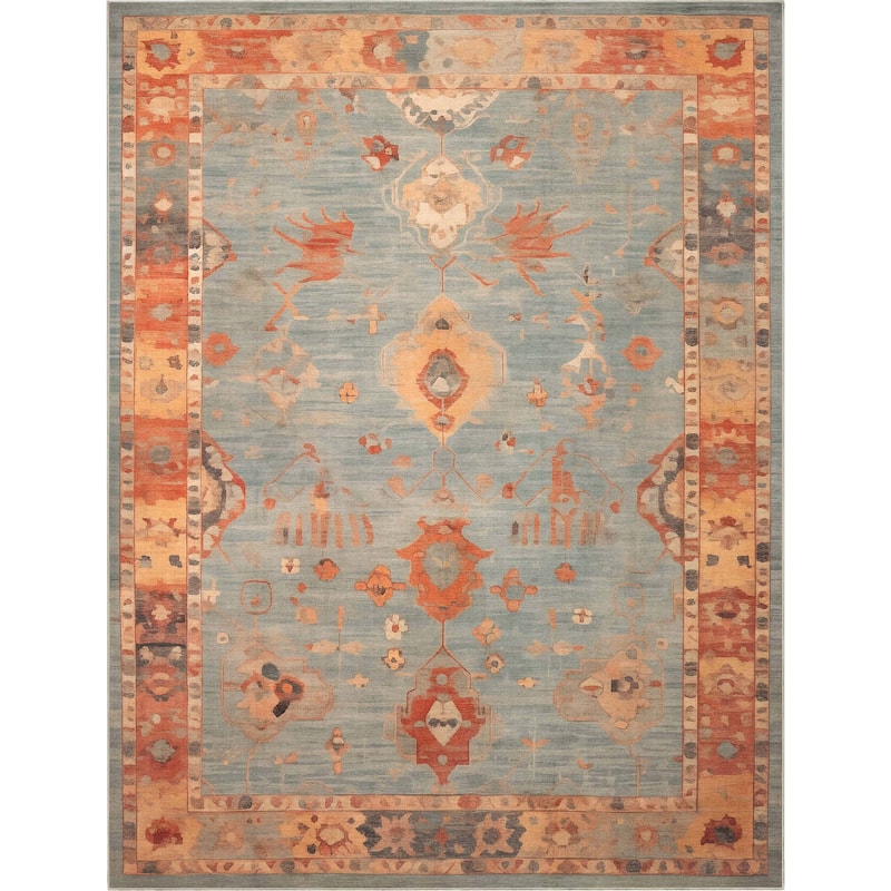 Well Woven Ushak Fethiye Vintage Medallion Pastel Flat-Weave Area Rug