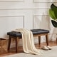preview thumbnail 26 of 57, Button-Tufted Bench for End of Bed, Entryway Bench Beige/ Black/ Brown Solid Wood, Leather, Fabric 44-inch