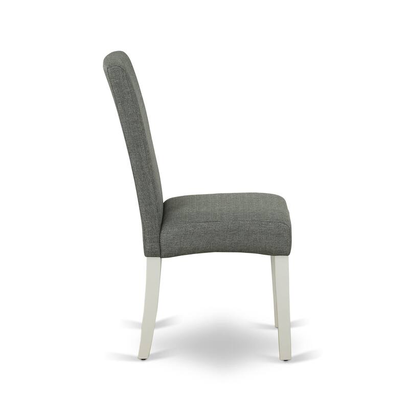 East West Furniture Modern Table Set- A Round Kitchen Table and Gray Linen Fabric Parsons Chairs, Linen White(Pieces Options)