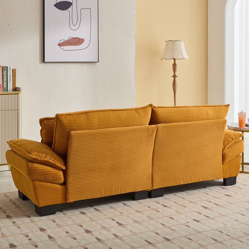 84 Inch Modern Style Sleeper Sofa, Corduroy Upholstered Sofa with Pillows,Deep Seat