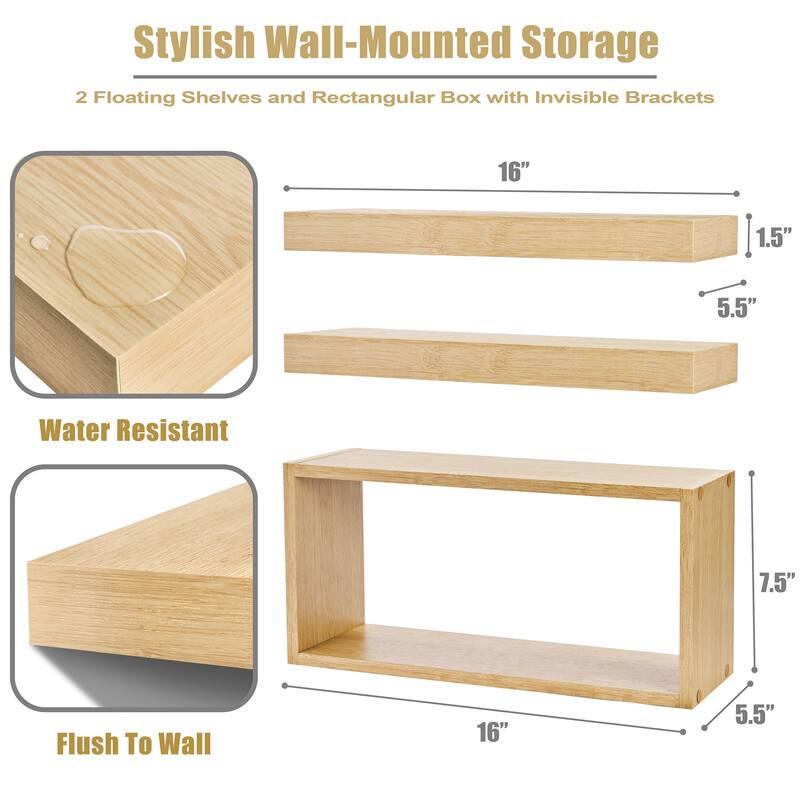 Sorbus Floating Shelves for Wall Set of 3 - 16"L X 5.5"W X 7.75H
