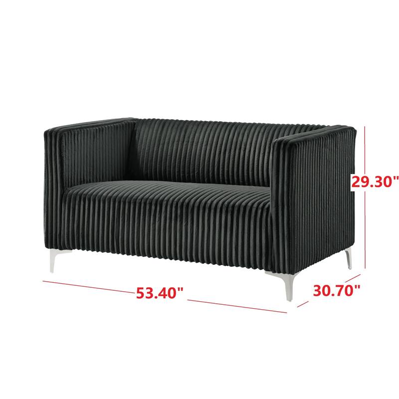 Clayfell Gavin 2-Piece Velvet Living Room Set with Loveseat and Sofa, Square Arm Design, Channel Tufted Upholstery