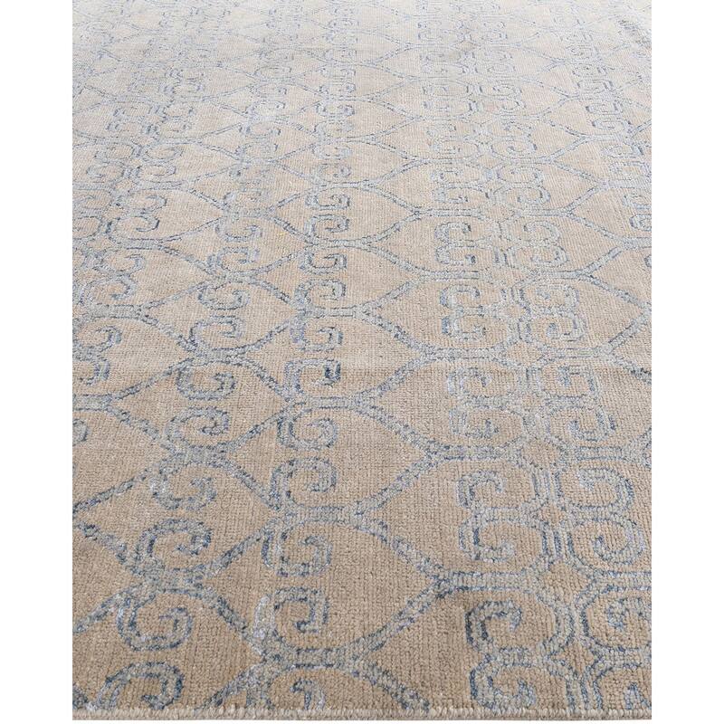 Modern One-of-a-Kind Handmade Area Rug - Beige, 8' 0" x 9' 10" - 8' 0" x 9' 10"