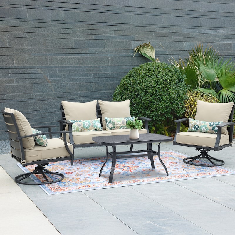 Aoodor 22'' x 24'' Outdoor Deep Seat Chair Cushion Set(Set of 2 Seats, 2 Backs, 2 Pillows） - N/A