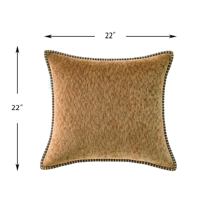 Textured Throw Pillow with Stitched Contrast Edge Set of 2