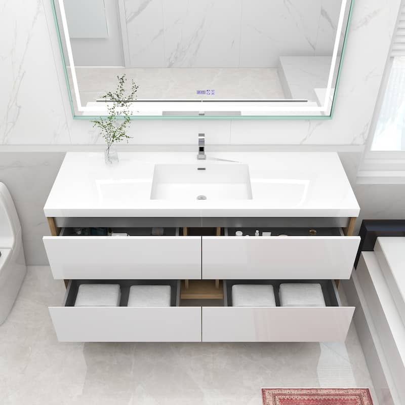 Selina 60" Wall Mounted Vanity with Single Sink - 60