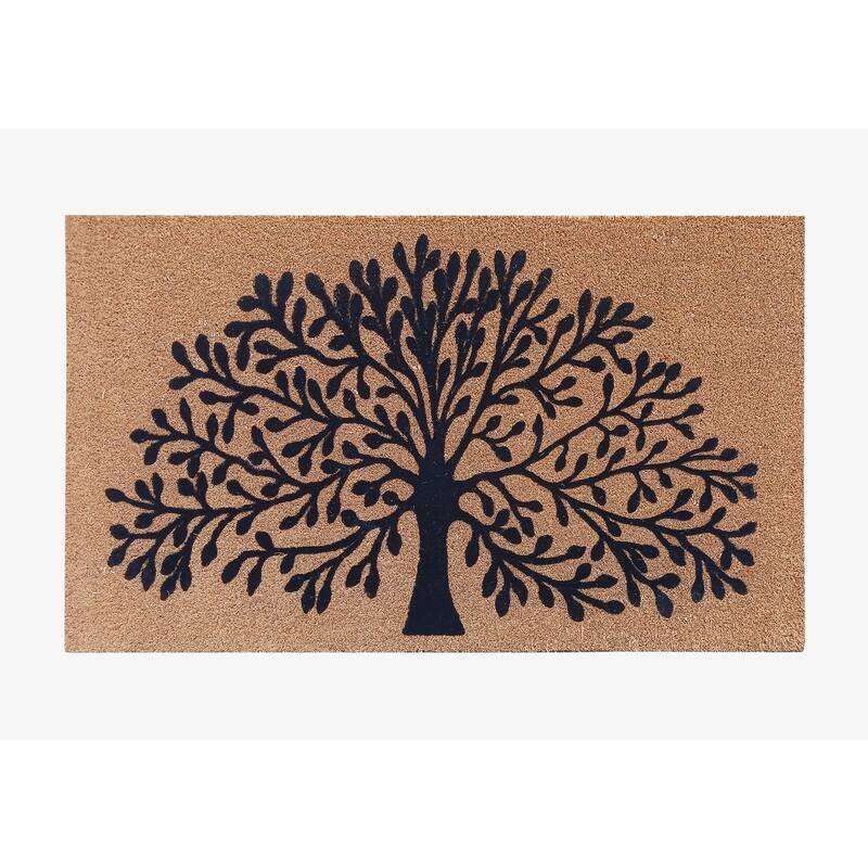 A1HC Entrance Durable Thin Profile Heavy Duty Non-Slip Flock Doormat - 24"X39" - Tree of life Flocked
