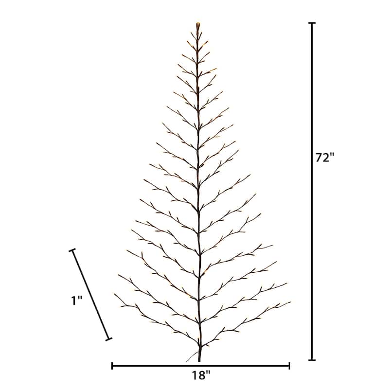 6 ft Tall Christmas Tree Wall Hanging with 180 Warm White LED Lights - N/A