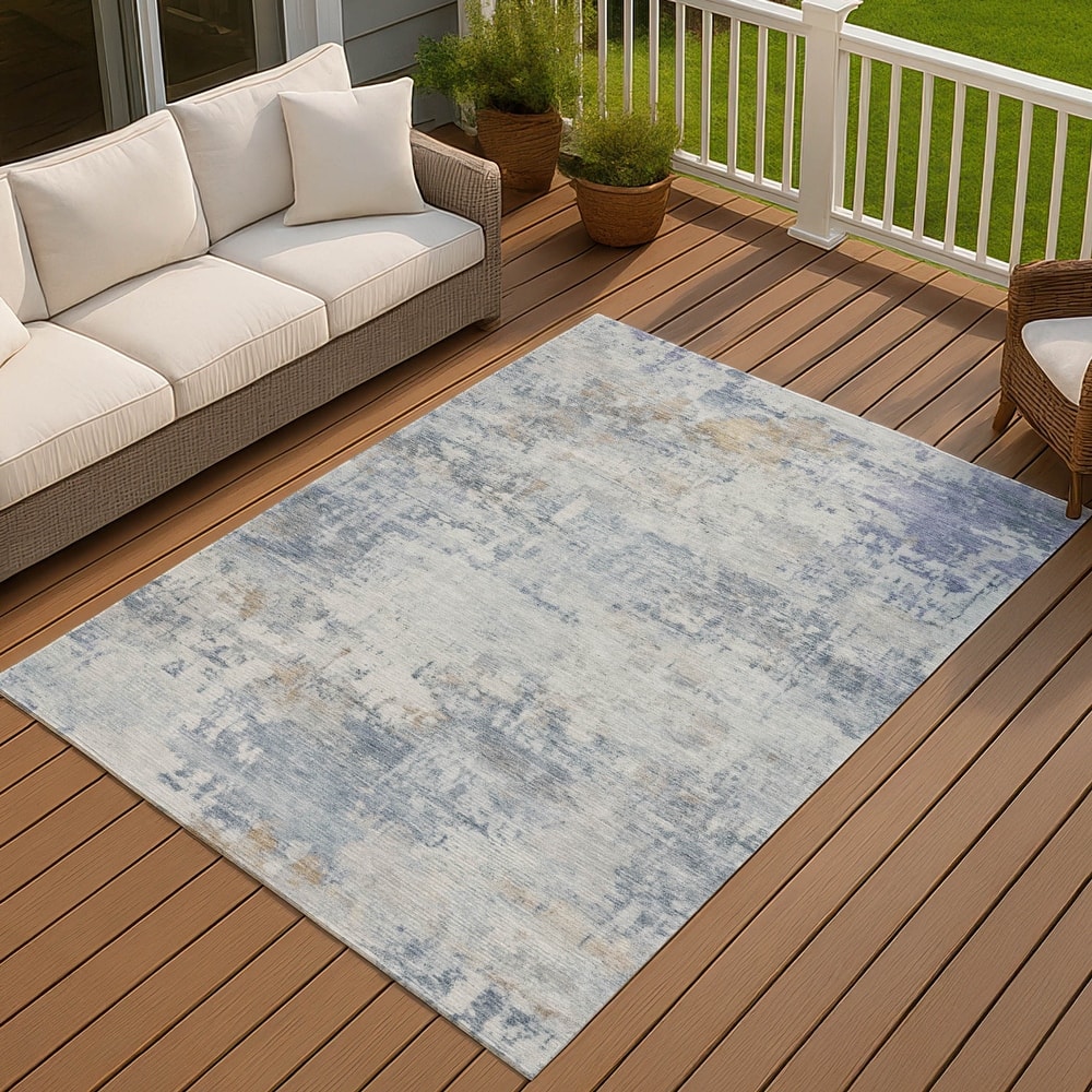 Machine Washable Indoor/ Outdoor Modern Casual Chantille Rug