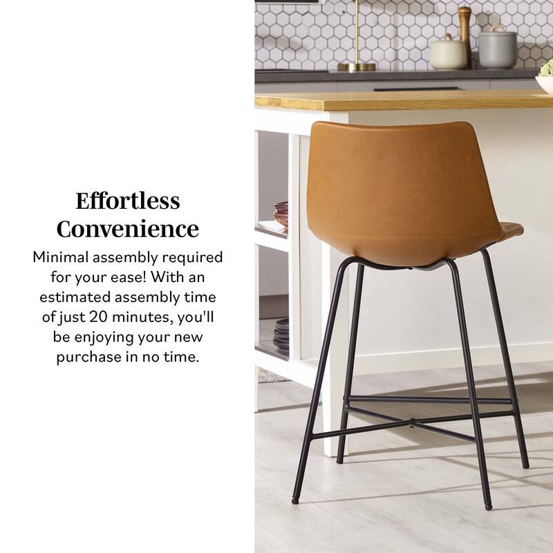 Middlebrook Designs Modern Faux Leather Counter Stool (Set of 2)