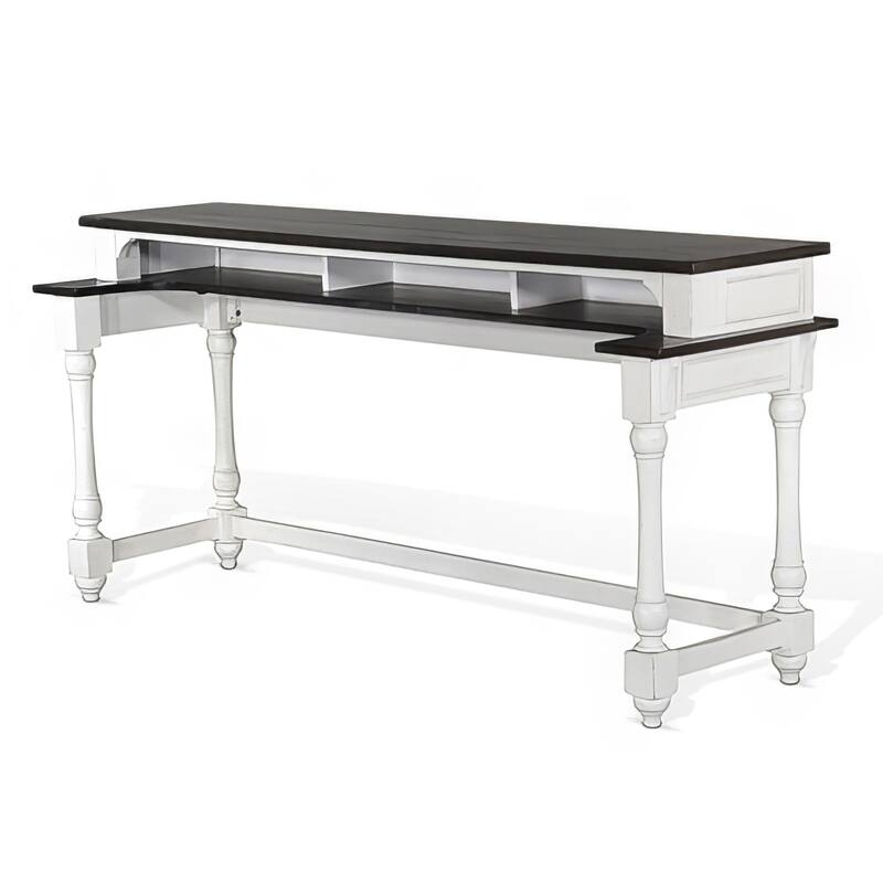 Orso Console Table, 76 Inch Rectangular Brown Top, White Mahogany