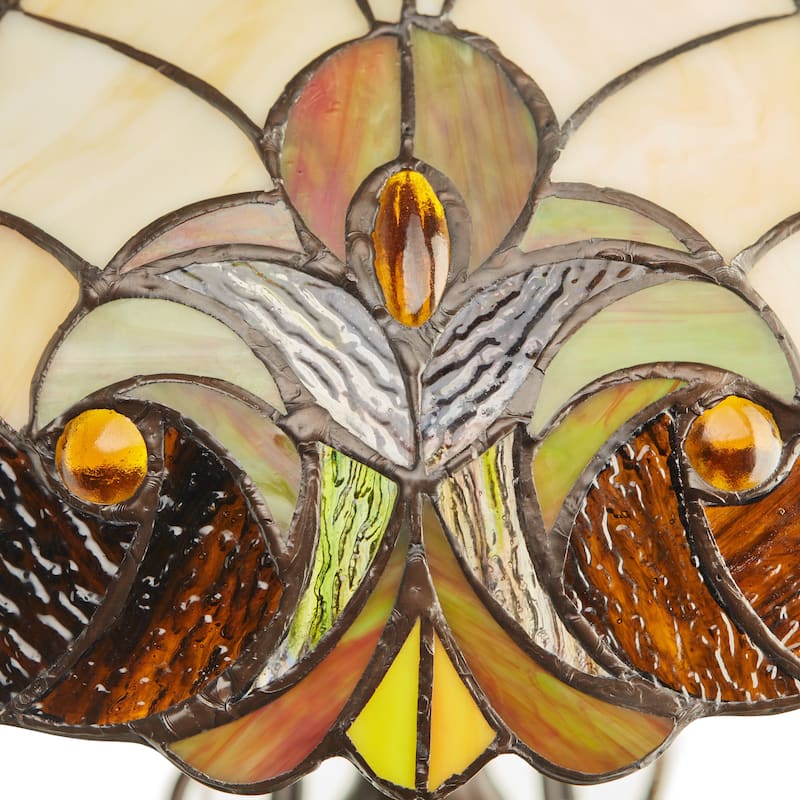 Gracewood Hollow Lemsine Brown and Cream 2-light Art Glass Table Lamp