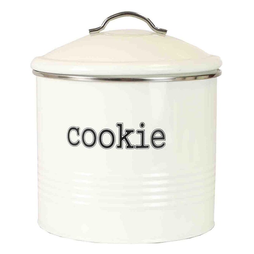 Shop Home Basics Tin Cookie Jar Ribbed Design Ivory 7 6x7 5