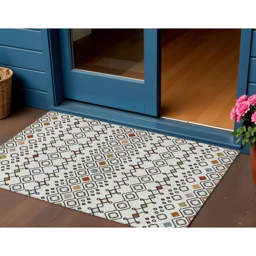 HomeRoots Geometric Modern Rectangle Outdoor Rug
