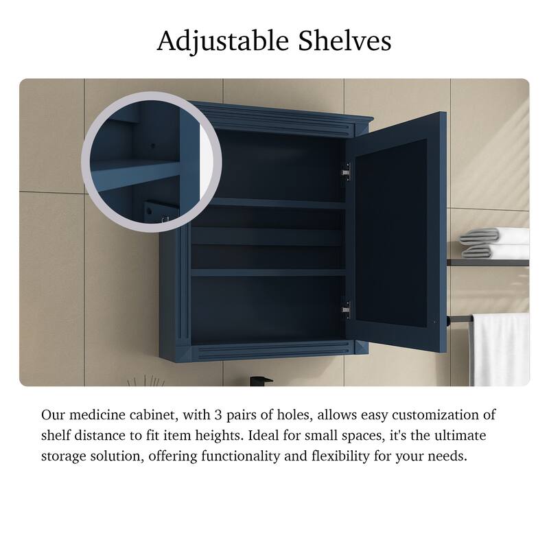 24'' x 27'' Wall Mounted Medicine Cabinet with Height Adjustable Shelf