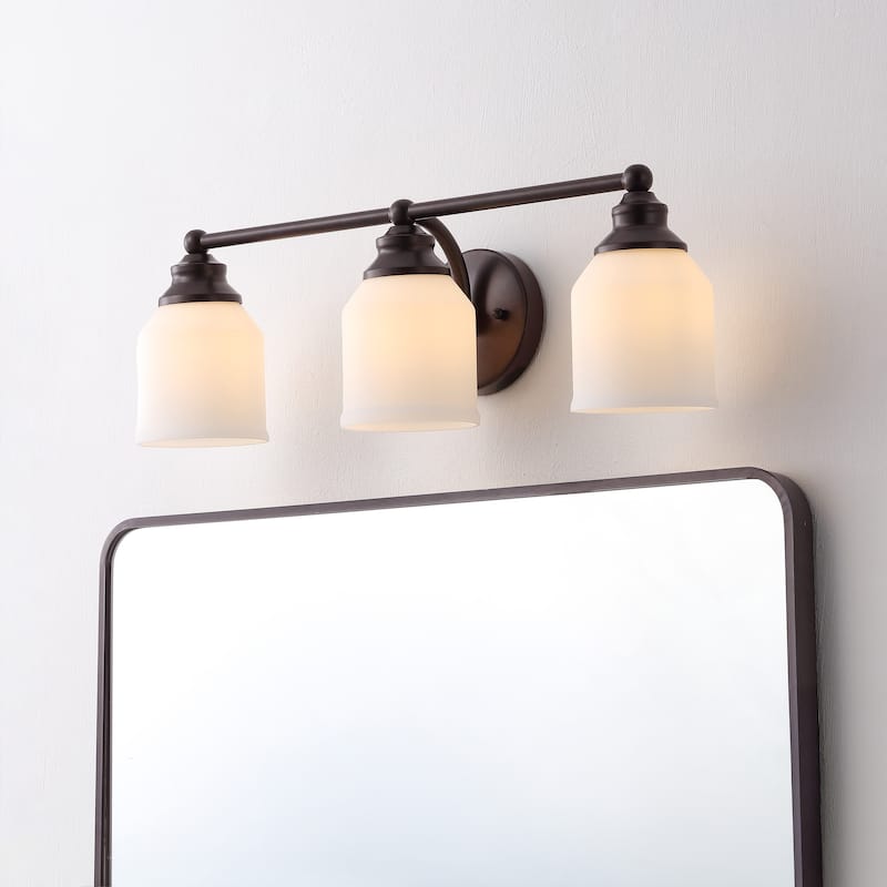 JONATHAN Y Jayne Iron/Frosted Glass LED Vanity Light