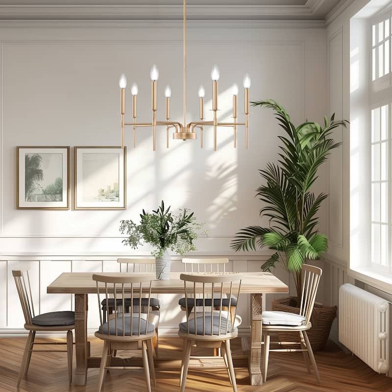 Modern Chandelier for Dining Room 8-Light Farmhouse Chandelier Lighting Fixtures Rustic Candle for Living Room Foyer Bedroom