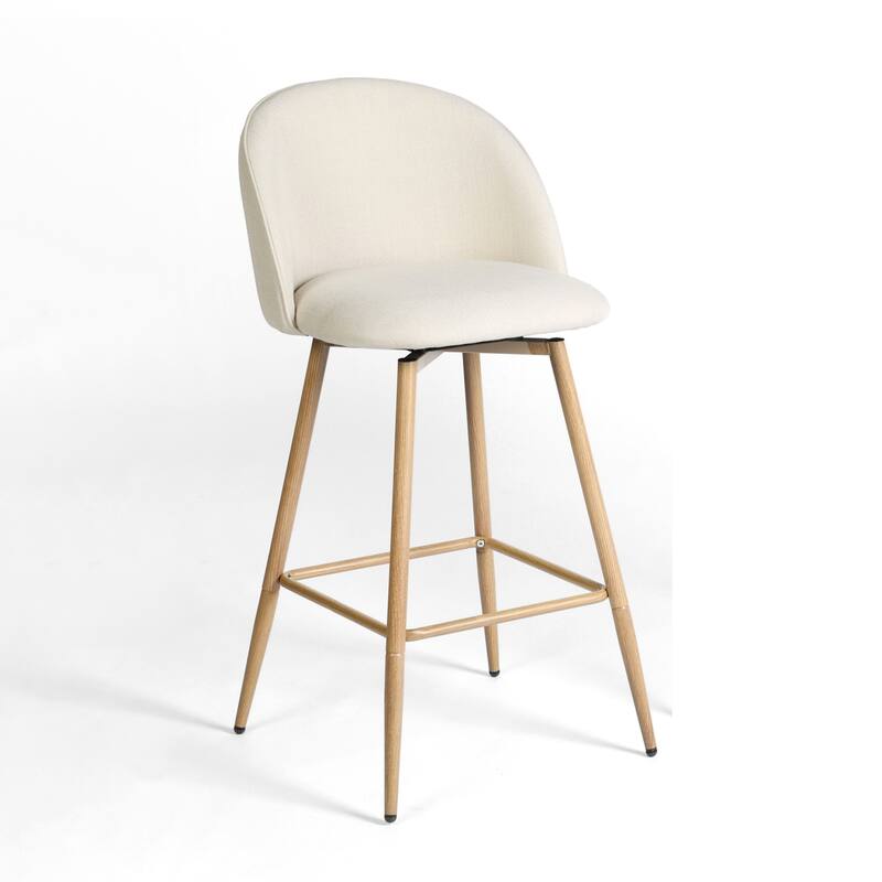 Homy Casa Set of 2 Upholstered Counter Stools with Curved Back and Metal Legs for Kitchen Islands,Breakfast Bars - N/A