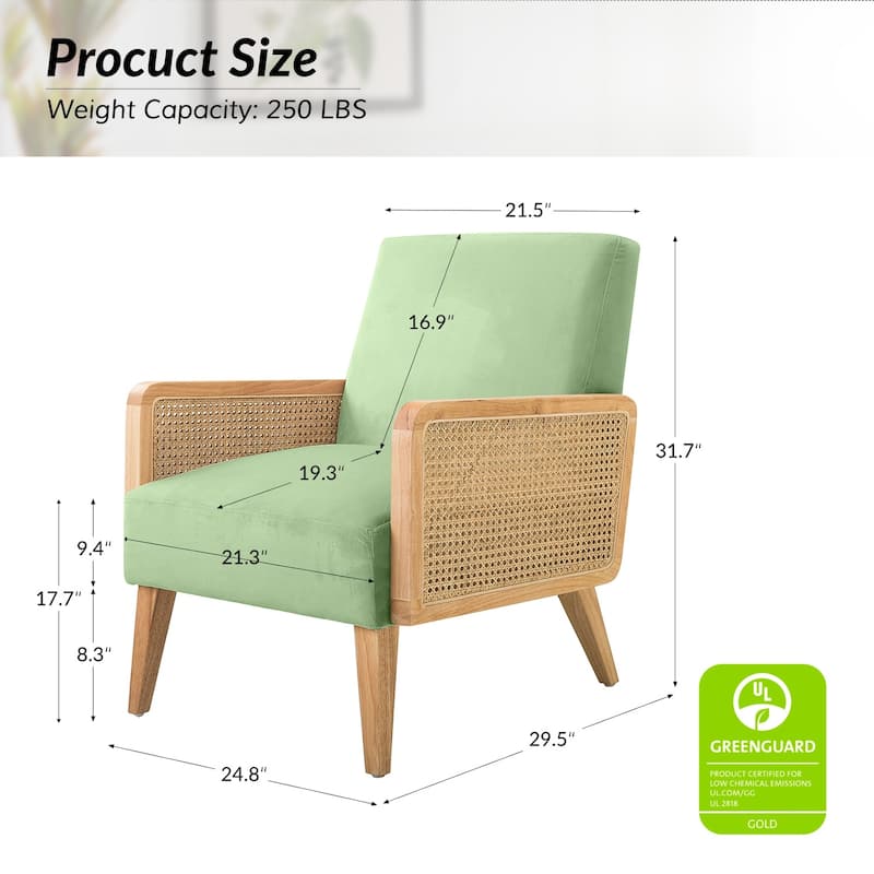 Carmina Upholstered Accent Chair with Natural Rattan Arms by HULALA HOME