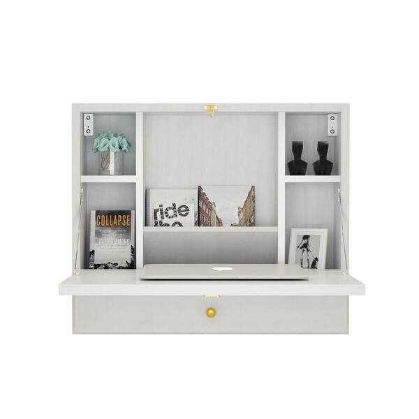 Shop Gymax Wall Mounted Folding Laptop Desk Hideaway Organizer