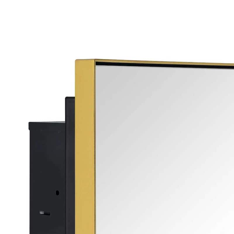 TEHOME Yasine Recessed Mount Squared Rectangle Medicine Cabinet with Mirror - 26" x 16"