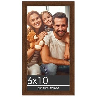 6x10 Traditional Walnut Complete Wood Picture Frame with UV Acrylic ...