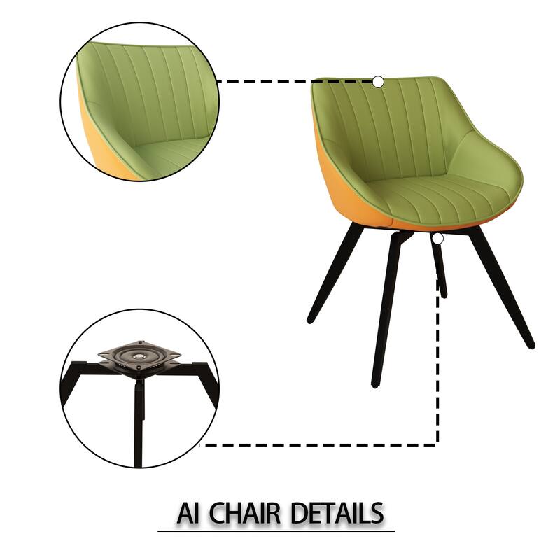 5-Piece Kitchen Table Set for 4, Modern Round Dining Table Set with Carved Legs and PU Leather Chairs for Dining Room