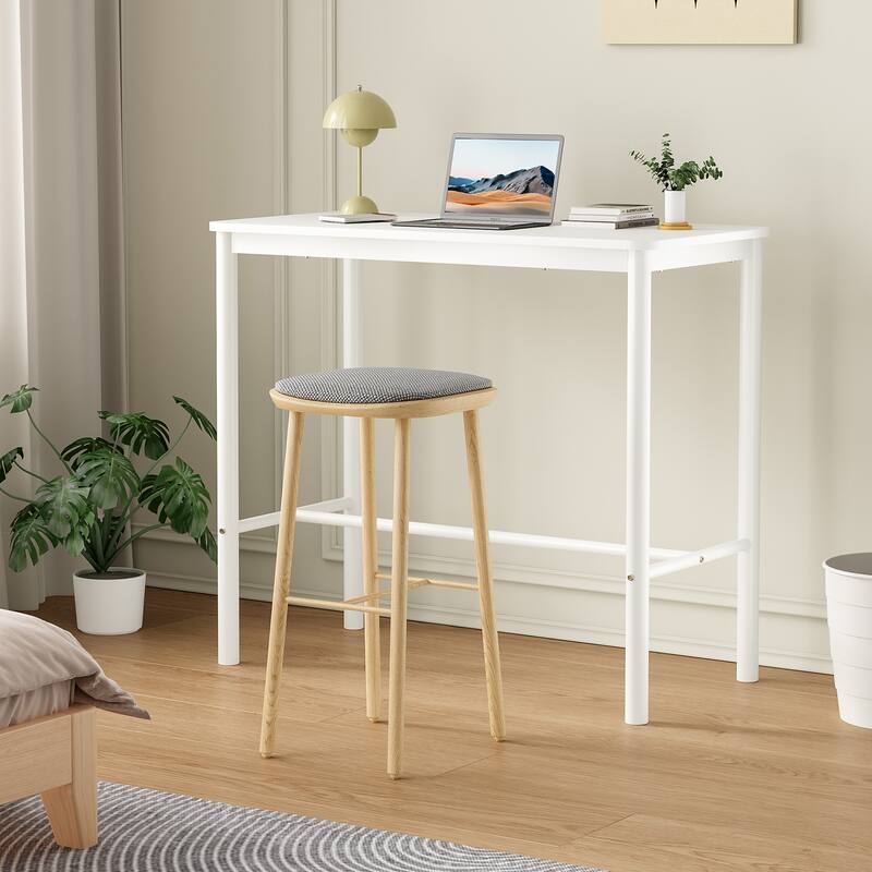 47 inch Counter Height Bar Table, Rectangular Dining Counter Tables with Metal Legs