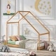 preview thumbnail 20 of 27, Twin Size House Bed Frame with Semi-Enclosed Design, Perfect for Kids Natural