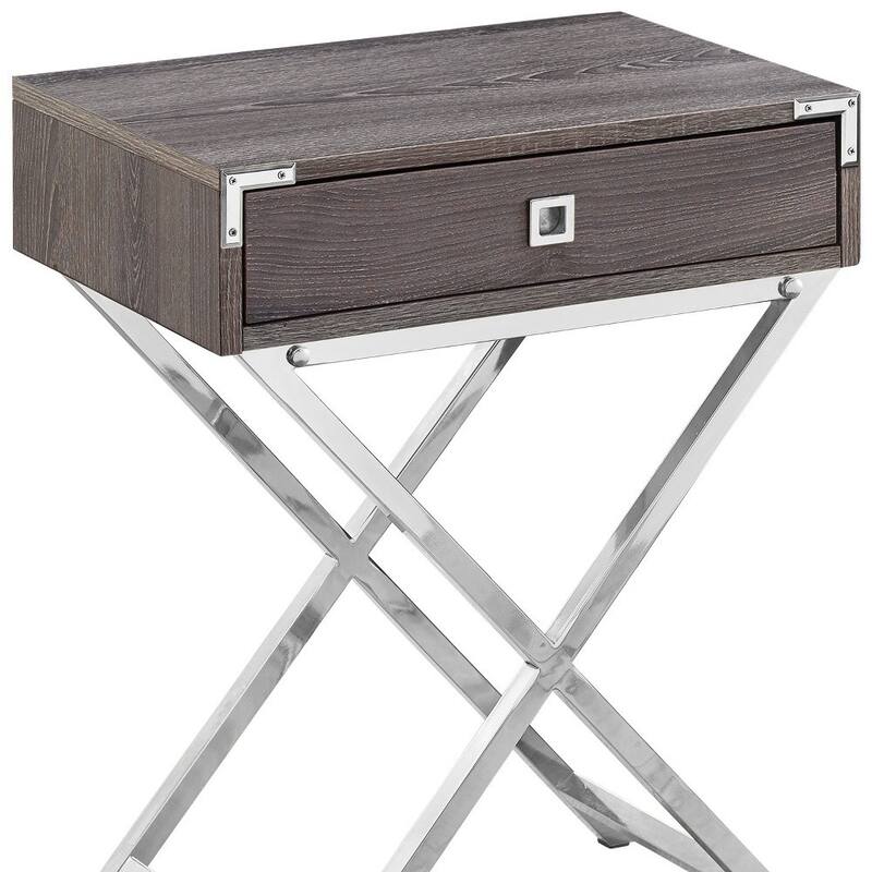 24” Modern Nightstand with Drawer and Cross Base Wood End Table for Bedroom or Living Room - 18.25”L x 12”W x 24”H