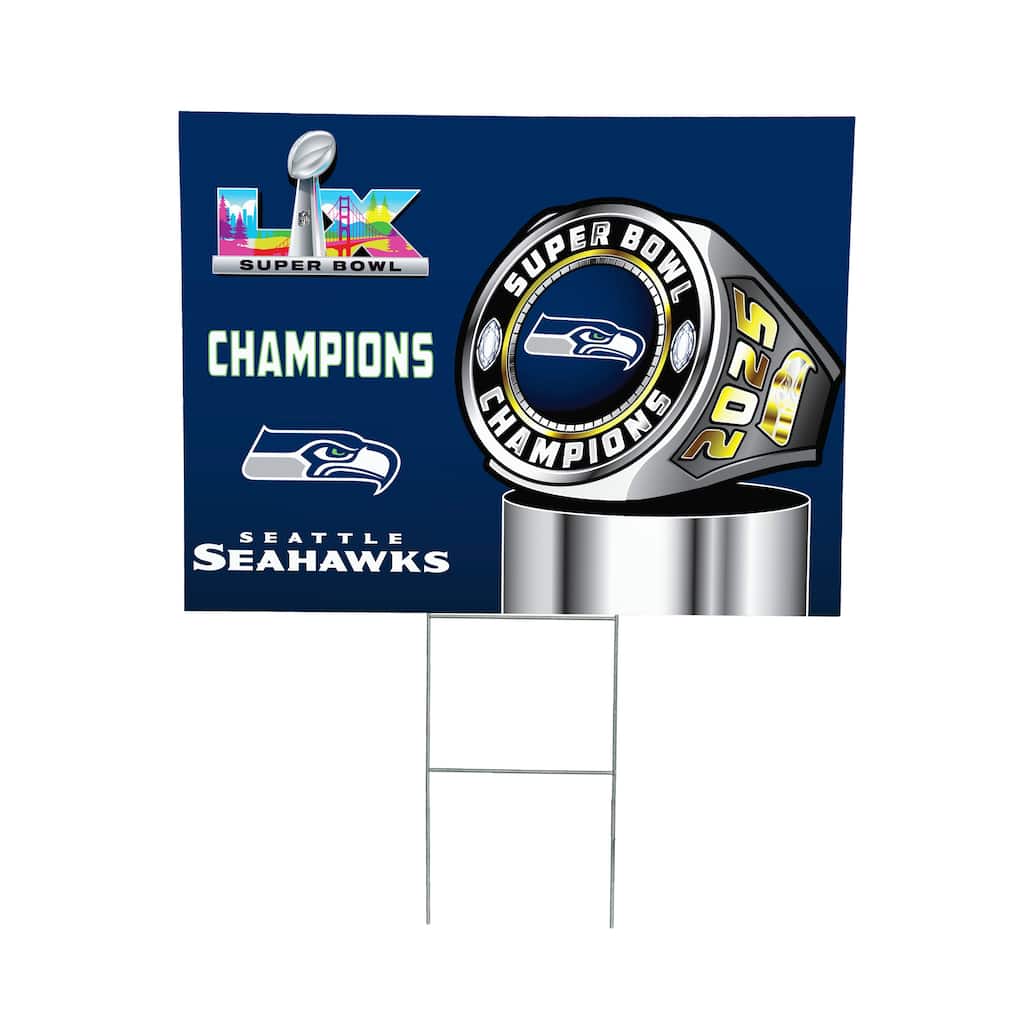 24 in. x 18 in. Seattle Seahawks Super Bowl 60 Coroplast Yard Sign with Stake