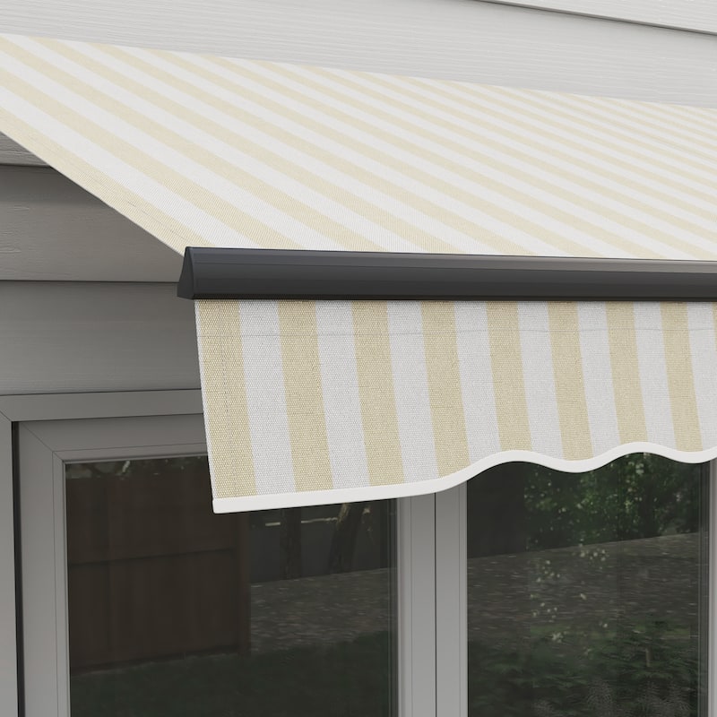 8' x 6.5' Retractable Awning, Awning Sunshade Shelter with Manual Crank Handle, 280gsm UV Resistant Fabric and Aluminum Frame