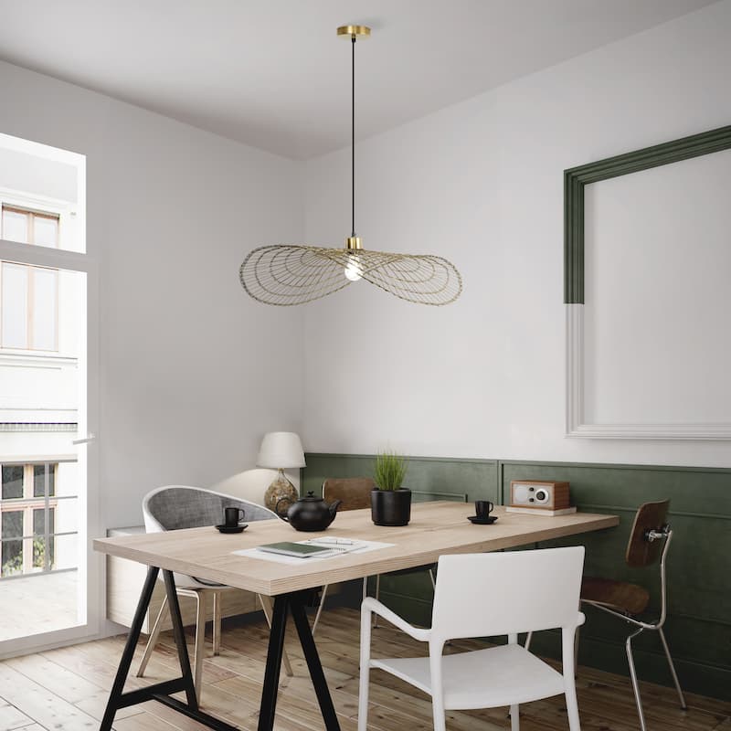 Emma River of Goods Brass 15.75-Inch Pendant Light with Adjustable Hanging Cord - 29.5" x 15.75" x 14.5/73.5"