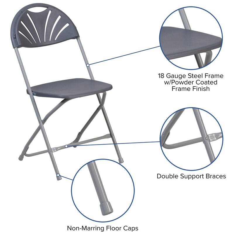 Plastic Fan Back Folding Chair (Set of 2)