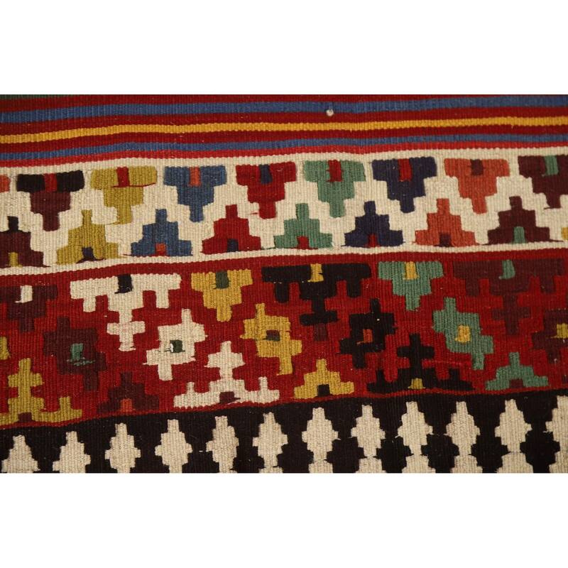 Kilim Qashqai Persian Vintage Rug Bedroom Hand-Woven Wool Carpet - 5'1"x 8'6"
