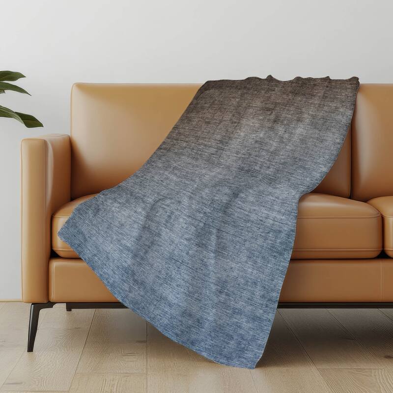 Premium Machine Washable Solid Ombre Sherpa Throw Blanket