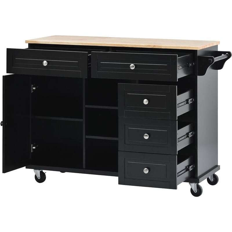 53" Rolling Mobile Island Kitchen Island Cart