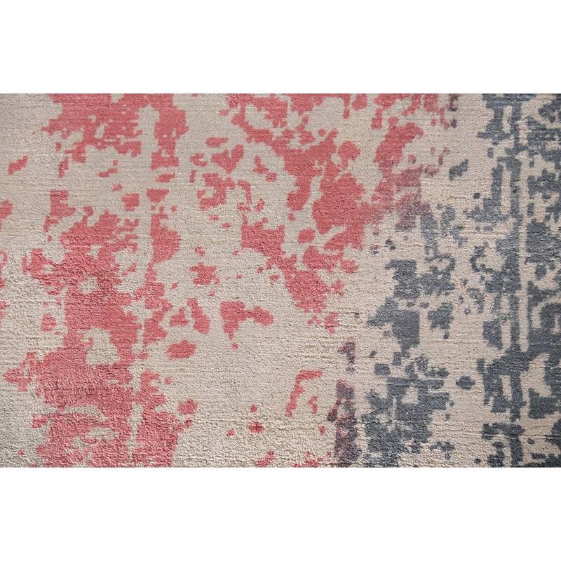 Colorful Abstract Contemporary Foyer Rug Handmade Wool Carpet - 3'1"x 6'4"