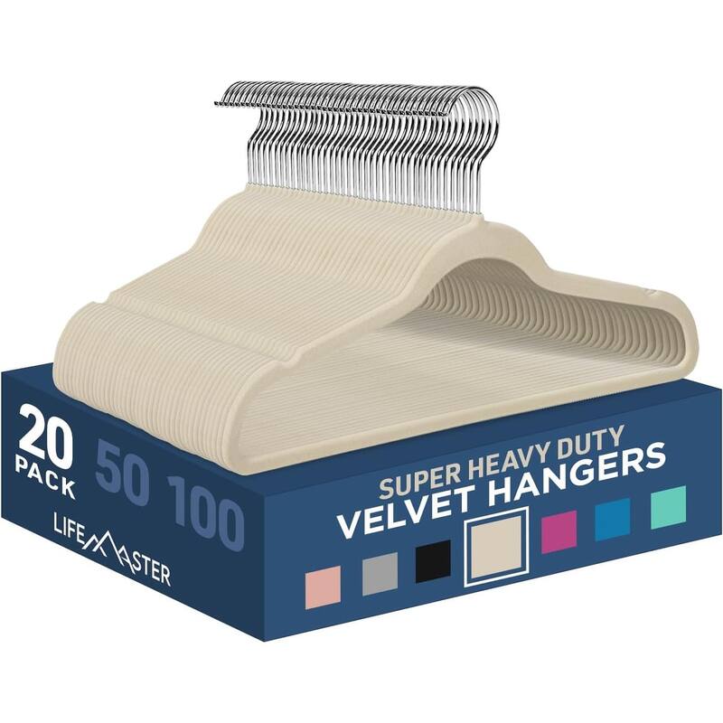 Velvet Non-Slip Hangers for Clothes - Heavy Duty Coat Hanger Set - 20 Piece