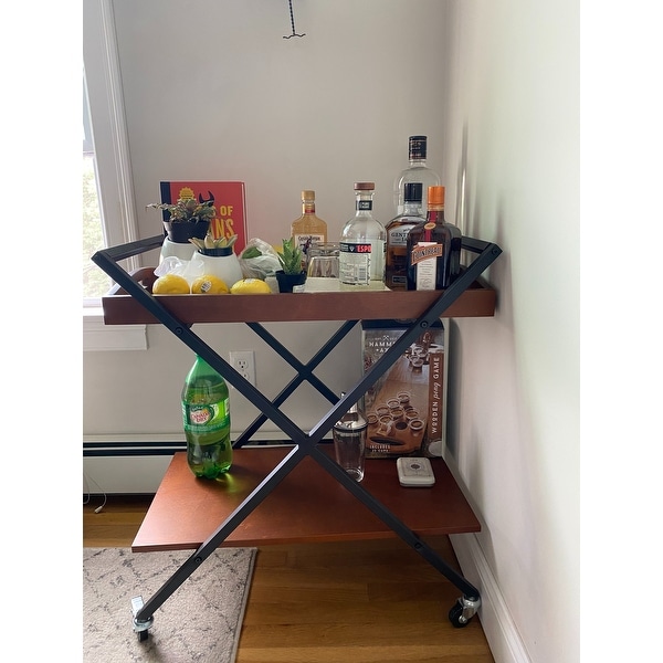 Inspire Q Kash Black Finish Metal and Wood Bar Cart by Classic
