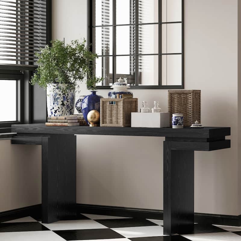 66in Extra Wide Real Wood Veneered Console Table