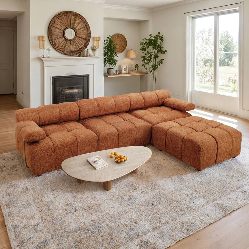 Art Leon Modern 4-Seat Sectional Sofa and Ottoman