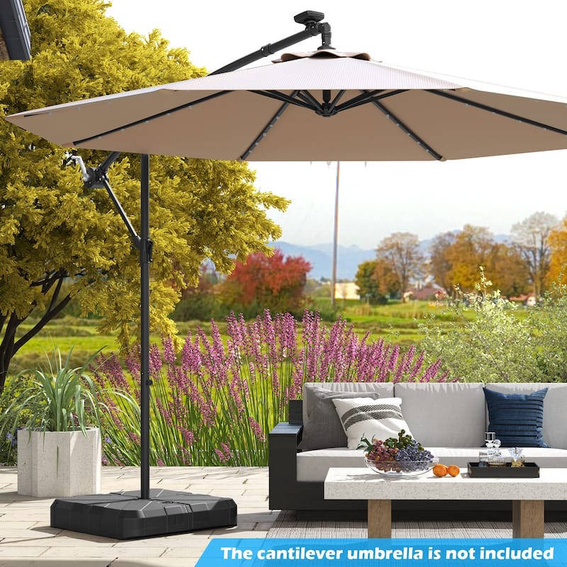 Fillable Umbrella Base for Cantilever Umbrellas Holds Water or Sand Cross Bracket and Cut-out Handles - 26.5" x 26.5" x 5"