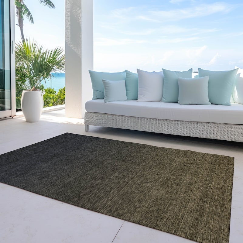 Machine Washable Indoor/ Outdoor Chantille Ombre Solid Rug - Chocolate - 9' x 12'