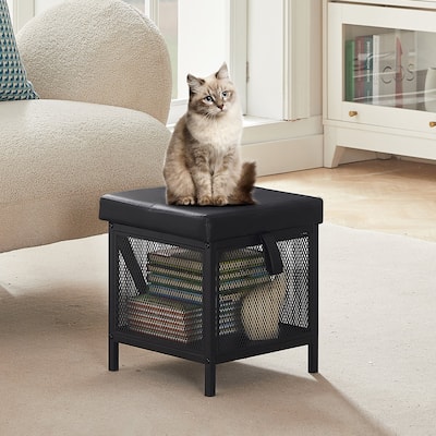 Javlergo 13" Storage Ottoman Foot Rest Stool with Leather Seat